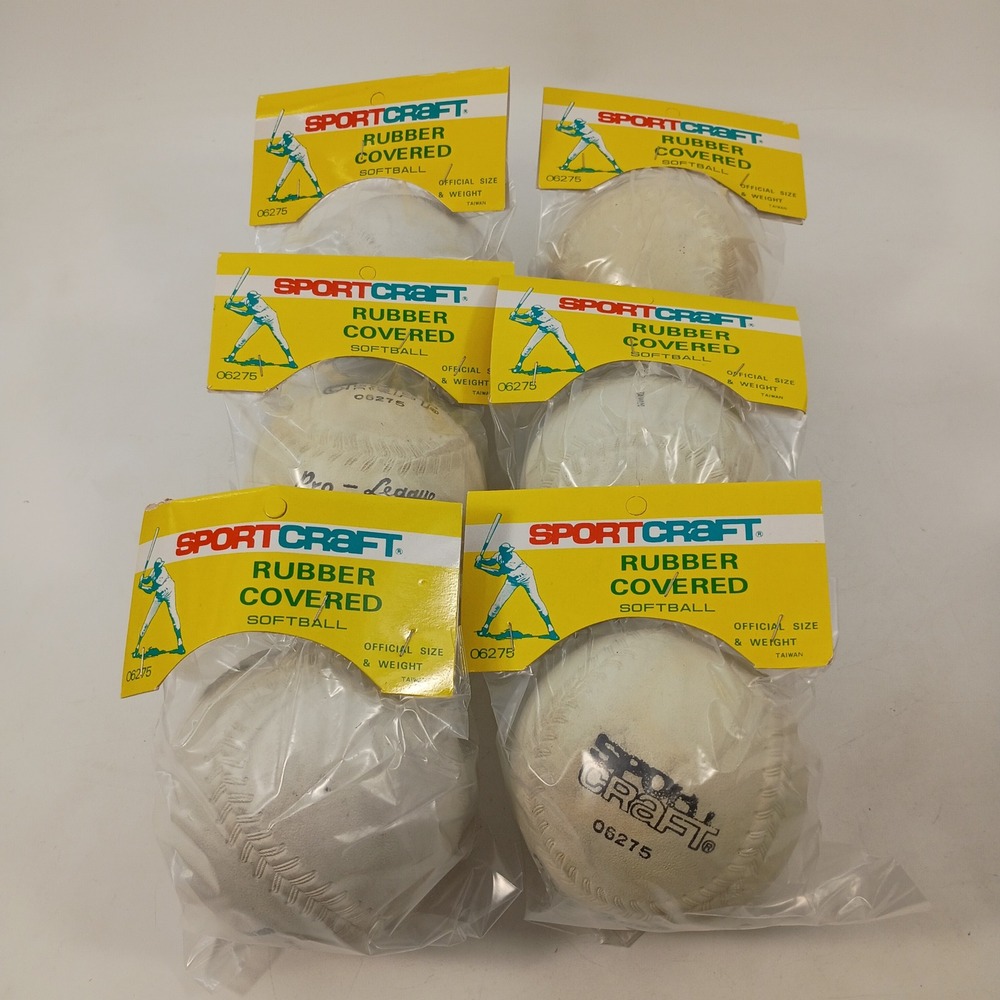 Lot of 6 Vintage Sportcraft 06275 Rubber Covered Softballs Official Size Weight